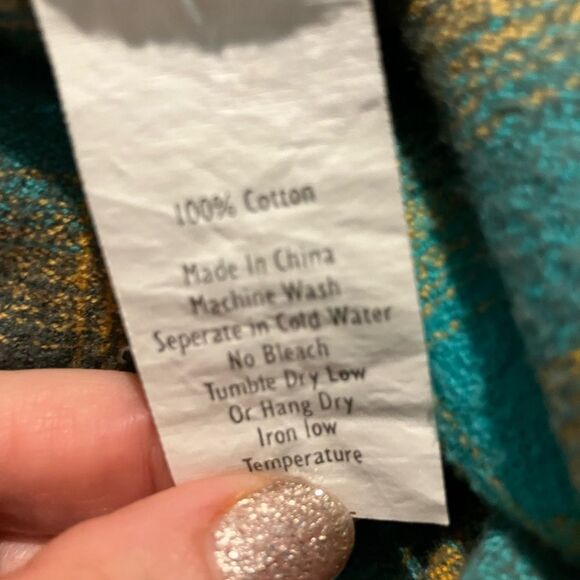 Fayettechill Teal and Orange Plaid 100% Cotton Flannel Shirt Women's Size M - Picture 12 of 12